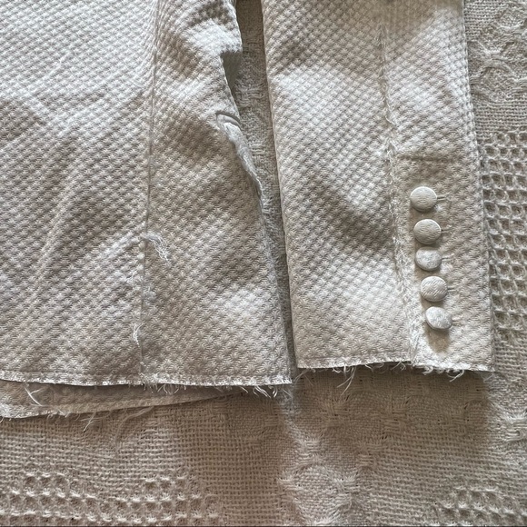 Zadig & Voltaire Virgin BF Blazer Raw Edge White Jacket Size 8 - Picture 11 of 12